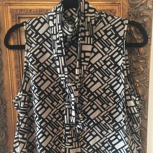 Jones New York black and taupe silk blouse - NWOT